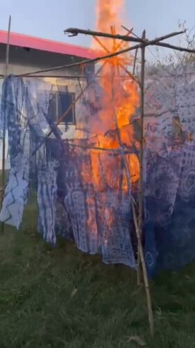 Burning of the traditional Yaoshang hut in Imphal, Manipur