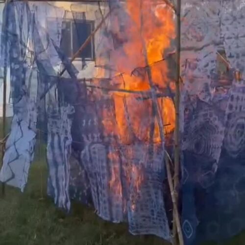 Burning of the traditional Yaoshang hut in Imphal, Manipur